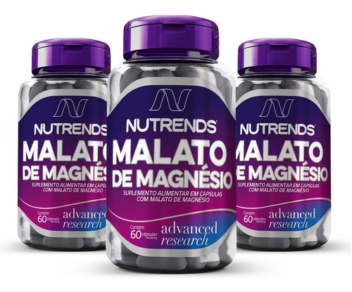 Kit 3x Magnésio Dimalato Premium - Ácido Málico - 180 Cáps