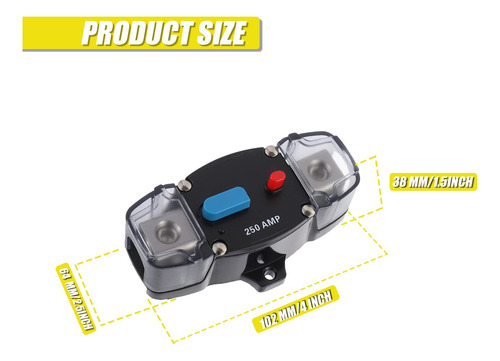 Disyuntor 250v 12-48v Cc 250a Con Botón De Reinicio