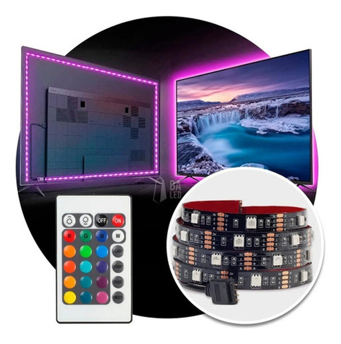 Kit Tira Luz Led Rgb Gamer 3m Para Tv Monitor Escritorio 