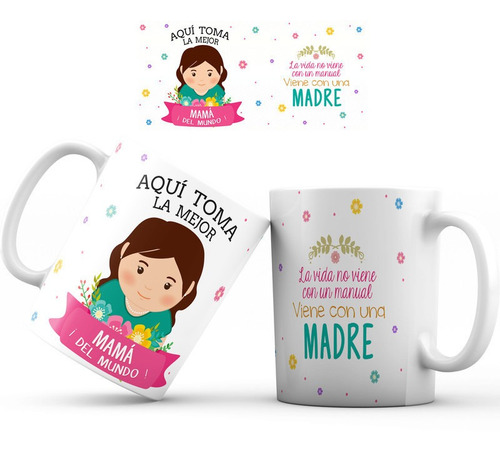 Mug Pocillo Mamá Regalo Aquí Toma Taza Familia