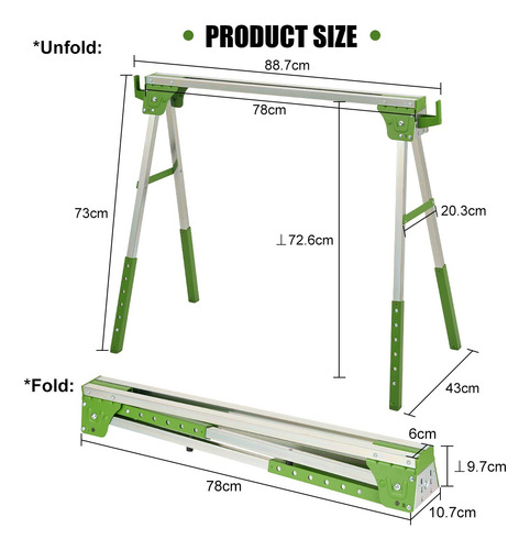 2 Burros/mesa De Trabajo Multiusos Carga 600kg Stanew Sh001