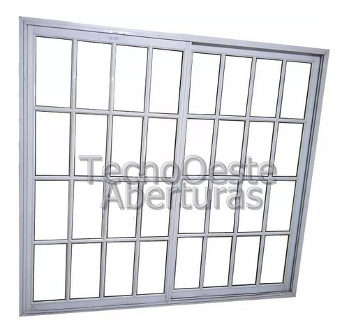 Ventana Aluminio Blanco Vidrio Repartido 200x150 Con Vidrio