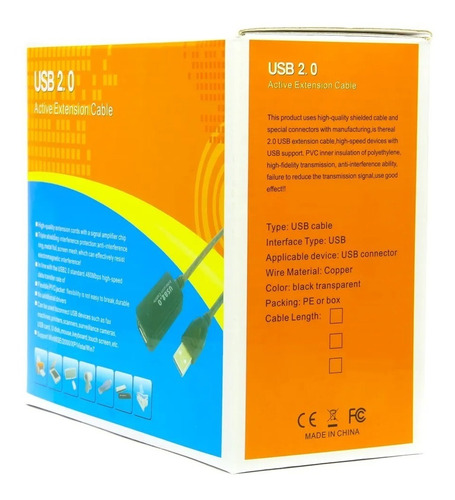Imagem 2 de 4 de Cabo Extensor Usb 2.0 Ativo Amplificado 10m Macho Fêmea