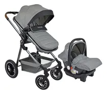 Comprar Coche Cuna Con Portabebé Para Bebé Premium Baby Abby Ts Color Gris Claro Chasis Plateado
