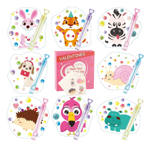 Cartas San Valentín Niños 32 Varitas Burbujas 32 Cartas Sa Color