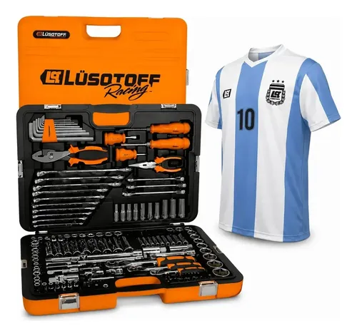 Juego Caja De Herramientas Lusqtoff 150pz Tubos Llaves Shl15 Naranja