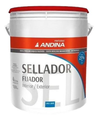 Sellador Fijador Al Agua Int/ext 4lt Andina 18 Cuotas S/int