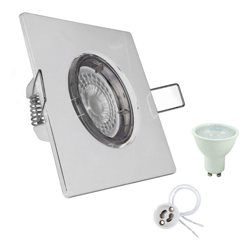 Spot Embutido Dicroica Cuadrado Plástico Completo Luz Led 7w