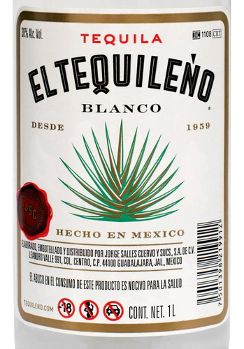 Caja De 12 Tequila Tequileño Blanco 1 L