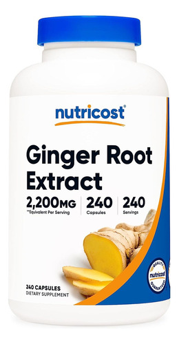 Nutricost Ginger Root Extract 2200 Mg Jengibre 240 Cápsulas Sabor Sin Sabor