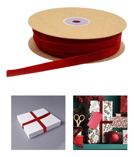 2 Cinta De Terciopelo De Una Sola Cara Decorativa Para Rojo