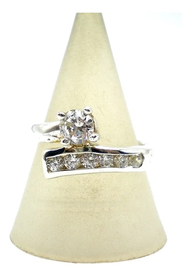 Anillo Plata 925 Y Zafiros Blancos
