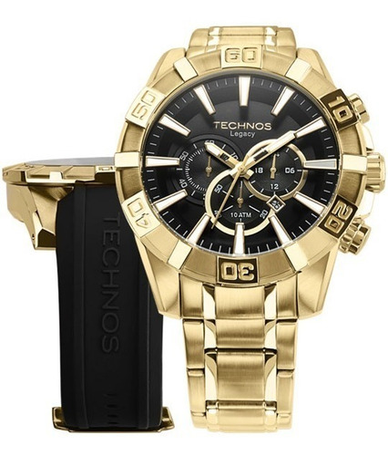 Relógio Technos Legacy Troca Pulseira Dourado Os2aajac/4p