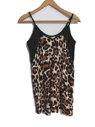 Vestido Lencero Corto Animal Print Fiesta Boliche Tiras