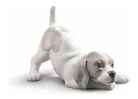 Figurita Lladro Jugueton Cachorro. Figura De Perro De Porc