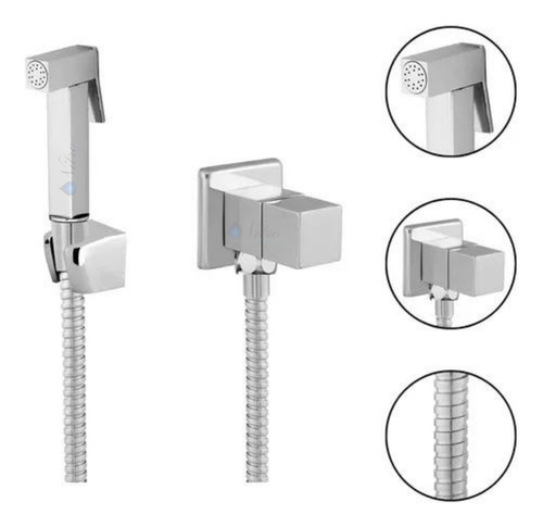 Ducha Higiênica Quadrada Cromada Prateada Padrão Deca Completa Nitro Metais