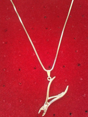 Conjunto Corrente E Alicate De Unha Folheado A Ouro 18k