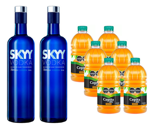 Vodka Sky X2+ Jugo Cepita Naranja 990ml X6