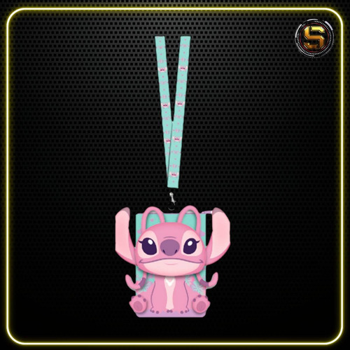 Monogram Lanyard Disney Lilo And Stitch Angel Sitting Deluxe Color Rosa