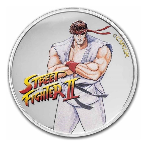 1 Onza De Plata Ley .999 Street Fighter 30 Aniversario: Ryu