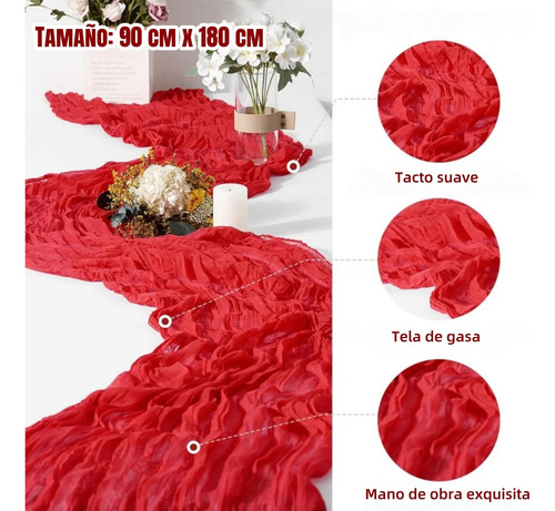 5pzs Camino De Mesa Boho Gasa Estilo Rústico Decoración Boda