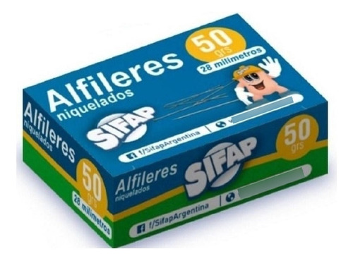 Alfileres Sifap Niquelados 28mm 1 Caja X50grs