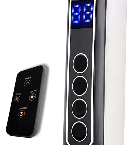 Ventilador De Piso Con Control Remoto Cantidad de aspas 5 Estructura Negro Aspas Gris Diámetro 30 cm Frecuencia 60Hz Material de las aspas Plástico