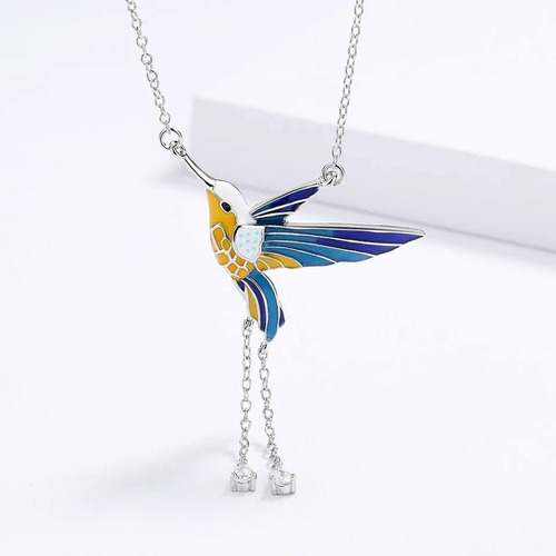 Imagen 5 de 6 de Collar De Colibrí Esmaltado Con Circonias Cúbicas