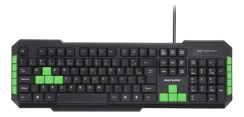 Teclado Multimedia Gamer Teclas Verdes Usb Multilaser Tc201