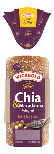 Pão Integral Chia e Macadâmia Wickbold Grão Sabor Pacote 400g