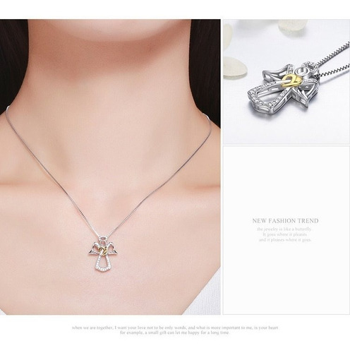 Imagen 4 de 6 de Collar Para Mujer Dije Angel Fabricado En Plata 925