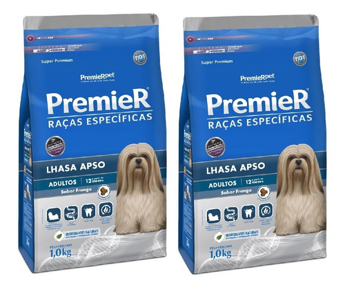 Ração Premier Cão Lhasa Apso Adulto 1kg Kit 2 Unidades