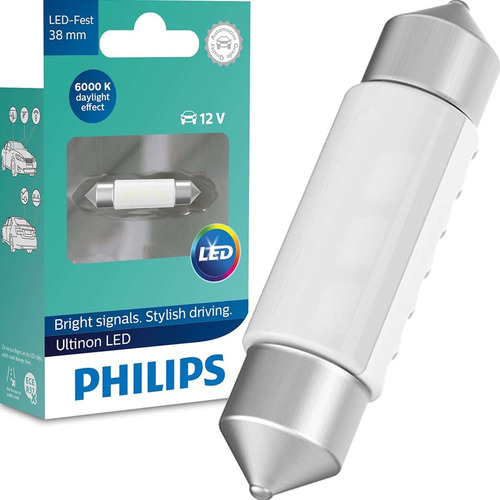 Imagem 1 de 7 de Lampada Led Philips Torpedo 38mm 6000k 12v - Teto Porta-mala