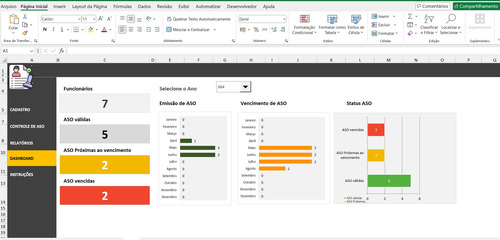 Controle De Aso (atestado De Saúde Ocupacional) Em Excel
