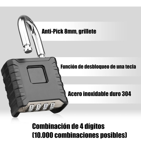 Candado De Combinación De 4 Dígitos Impermeable Para Exterio
