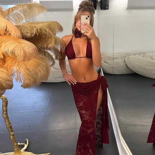 Conjunto De Bikini De Encaje De 3 Piezas For Mujer