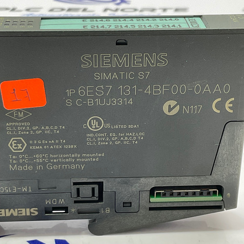 Siemens 6es7 131-4bf00-0aa0 Mod Entra Dig 6es7131-4bf00-0aa0 (Usado)