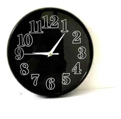 Imagen 3 de 6 de Reloj De Pared Borde Y Fondo Negro C/números Blanco
