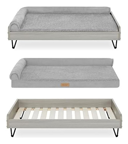 Tailzzz Cama Para Perros De Madera Con Colchón Resistente Al