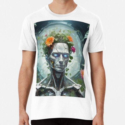 Remera Cyborg Con Plantas En La Cabeza. Algodon Premium