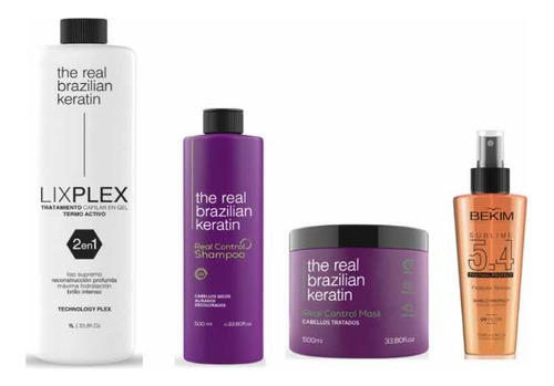 Kit Alisado Lix Plex+shampoo Y Mascara Sin Sal+p.termico