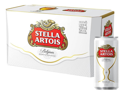 Pack Cerveja Stella Artois Lata 269ml - 08 Unidades