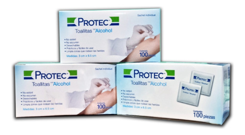 Pack 4 Cajas Toallita Con Alcohol Protec 3x6 Cm C/100