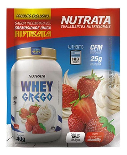 Whey Grego Sabor Morango Chantilly Sache 40gr - Nutrata