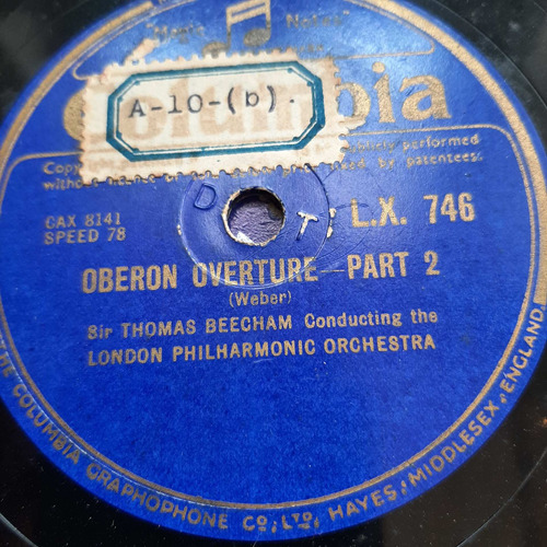 Pasta Thomas Beecham London Orch Weber Columbia Tc45