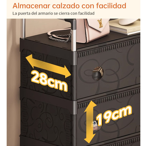 Zapateras Almacenamiento Zapatos En Plano 6 Niveles Color Negro