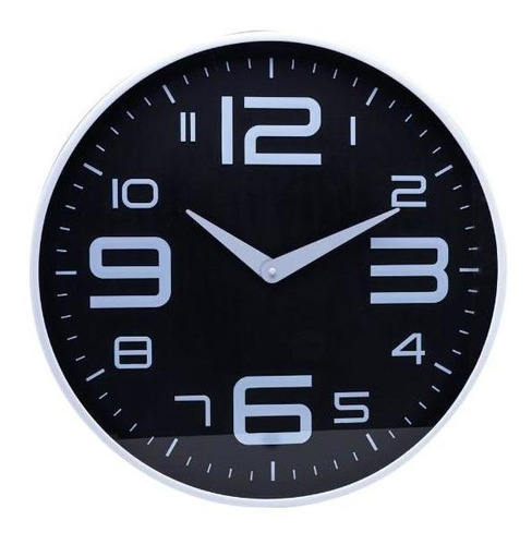 Relógio De Plástico Para Parede 30,5x4cm Branco E Preto Lyor
