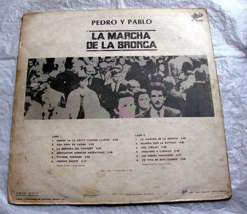 Pedro Y Pablo - La Marcha De La Bronca / Vinilo Reed. 1983 (Usado)
