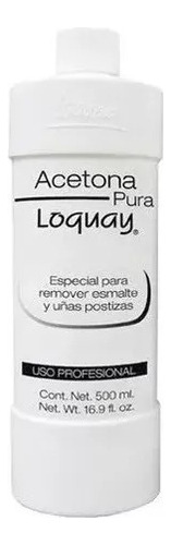 Loquay Acetona Pura 500 Ml Uñas Manos Pies Quita Pintura