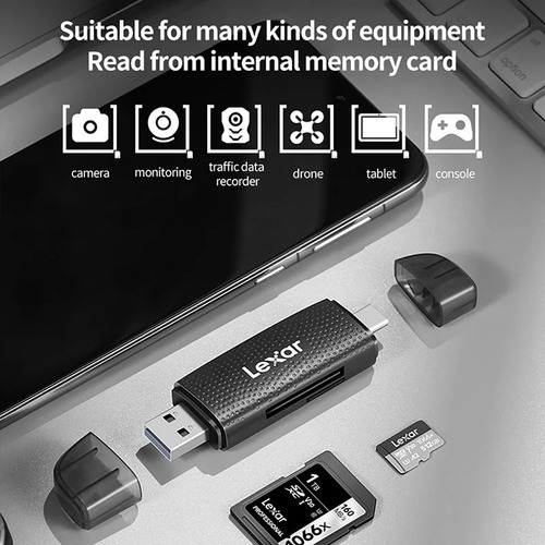 Lector De Tarjetas 2 En 1 Lexar Usb-c 3.2 Sd Y Micro Sd